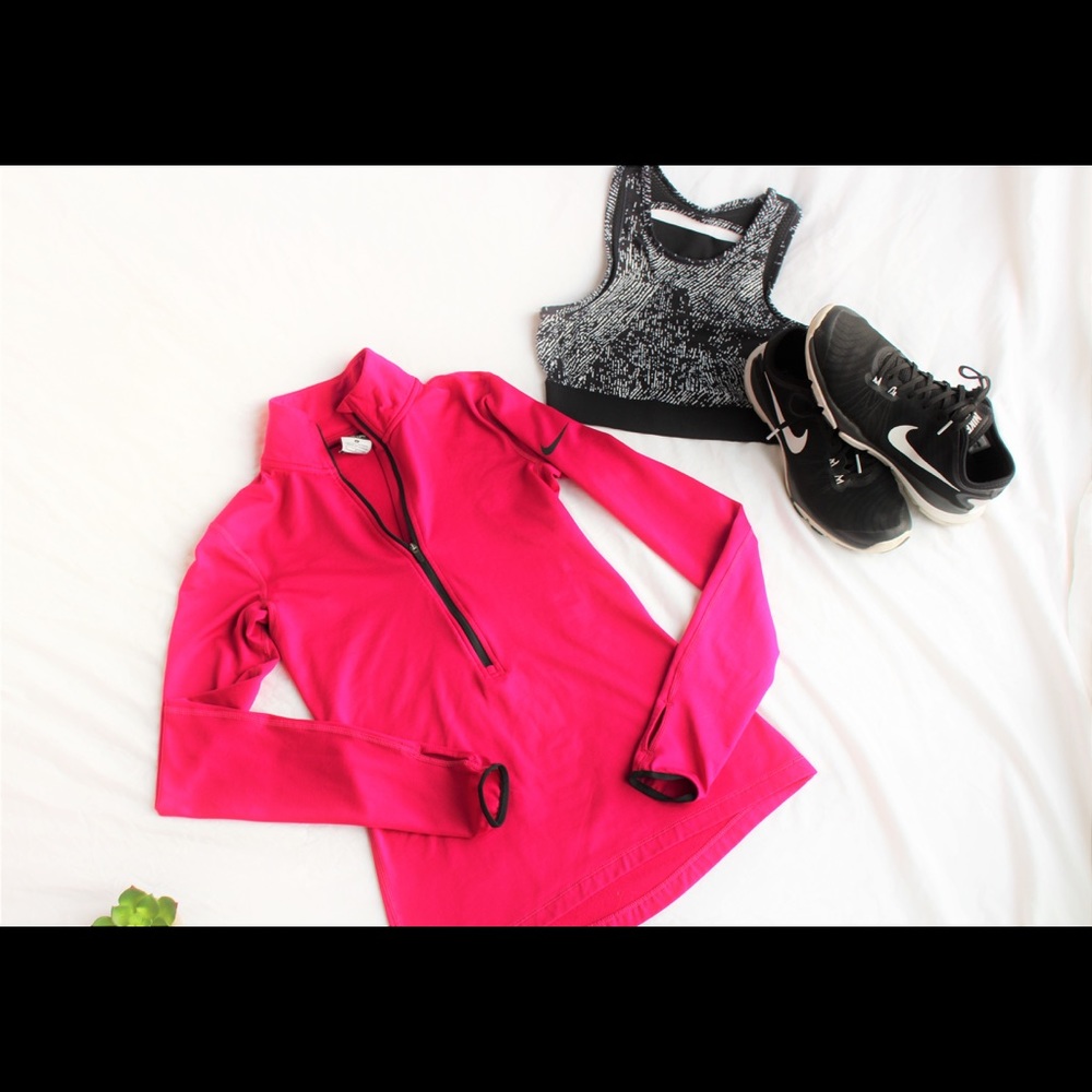 Nike • 3/4 zip up • Pink running pullover